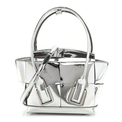 Bottega Veneta Mirror Laminated Nappa Maxi Intrecciato Mini Arco  Silver 1 of 9