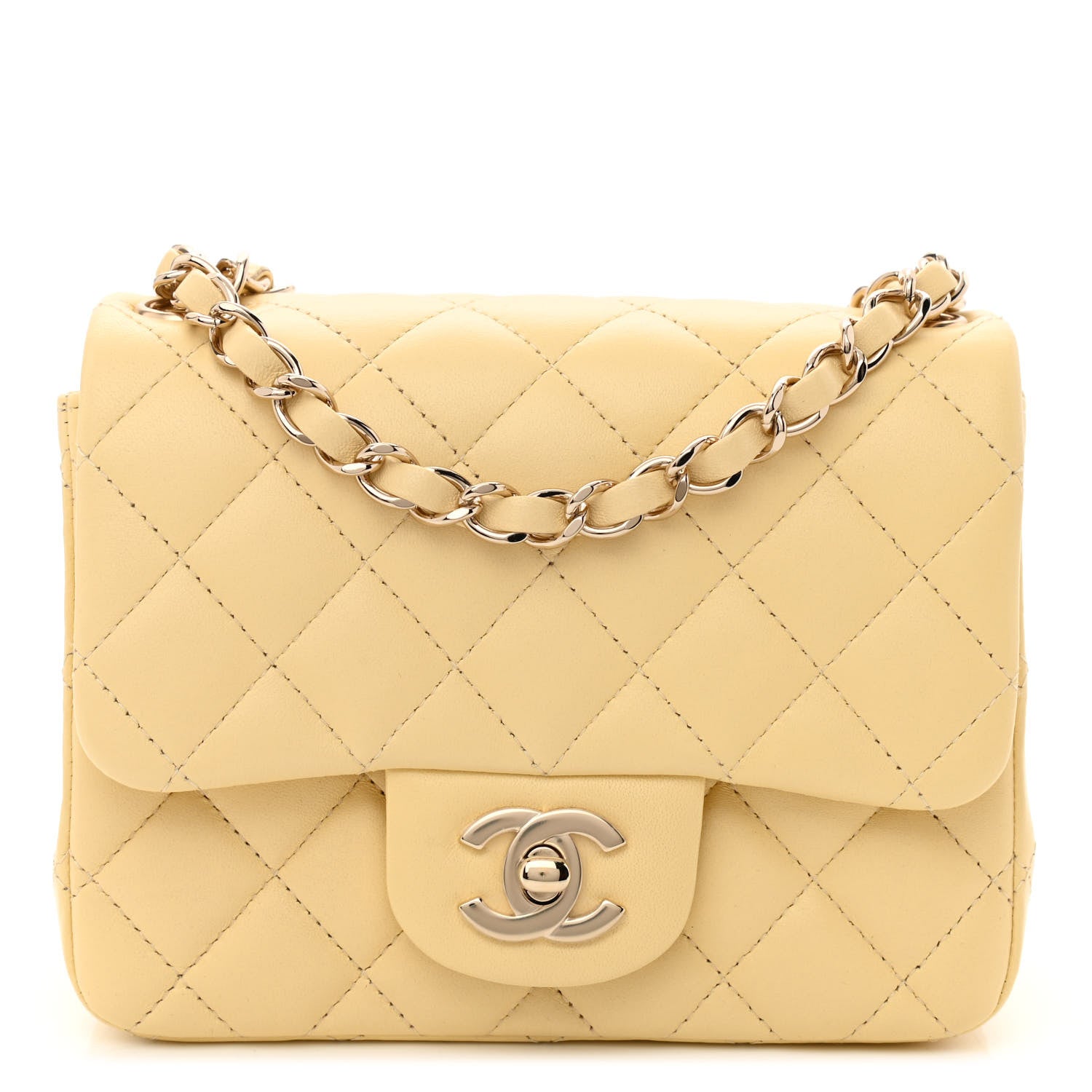 Chanel Lambskin Quilted Mini Square Flap Light Yellow 1 of 10