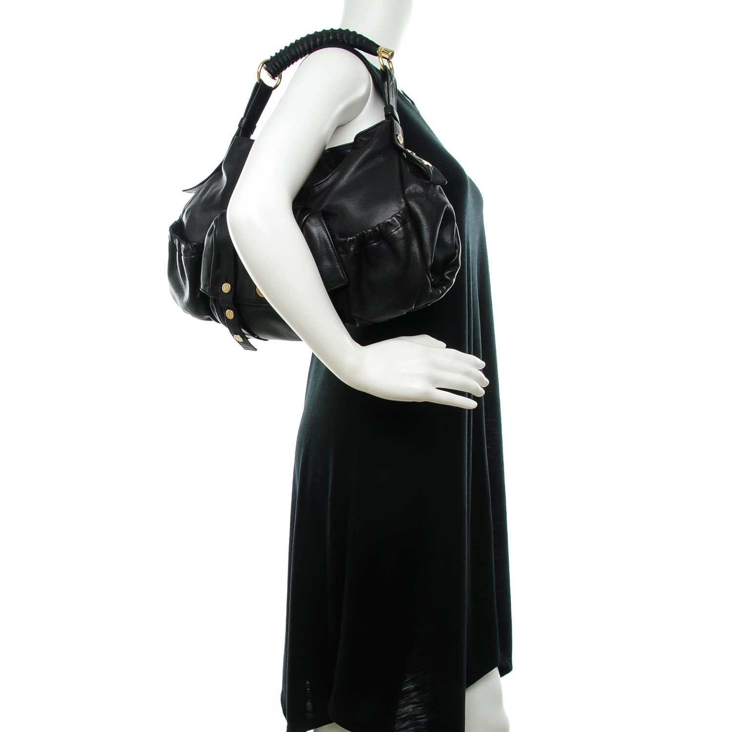 Saint Laurent Chevre Large Mala Mala Horn Bag Black 2 of 7
