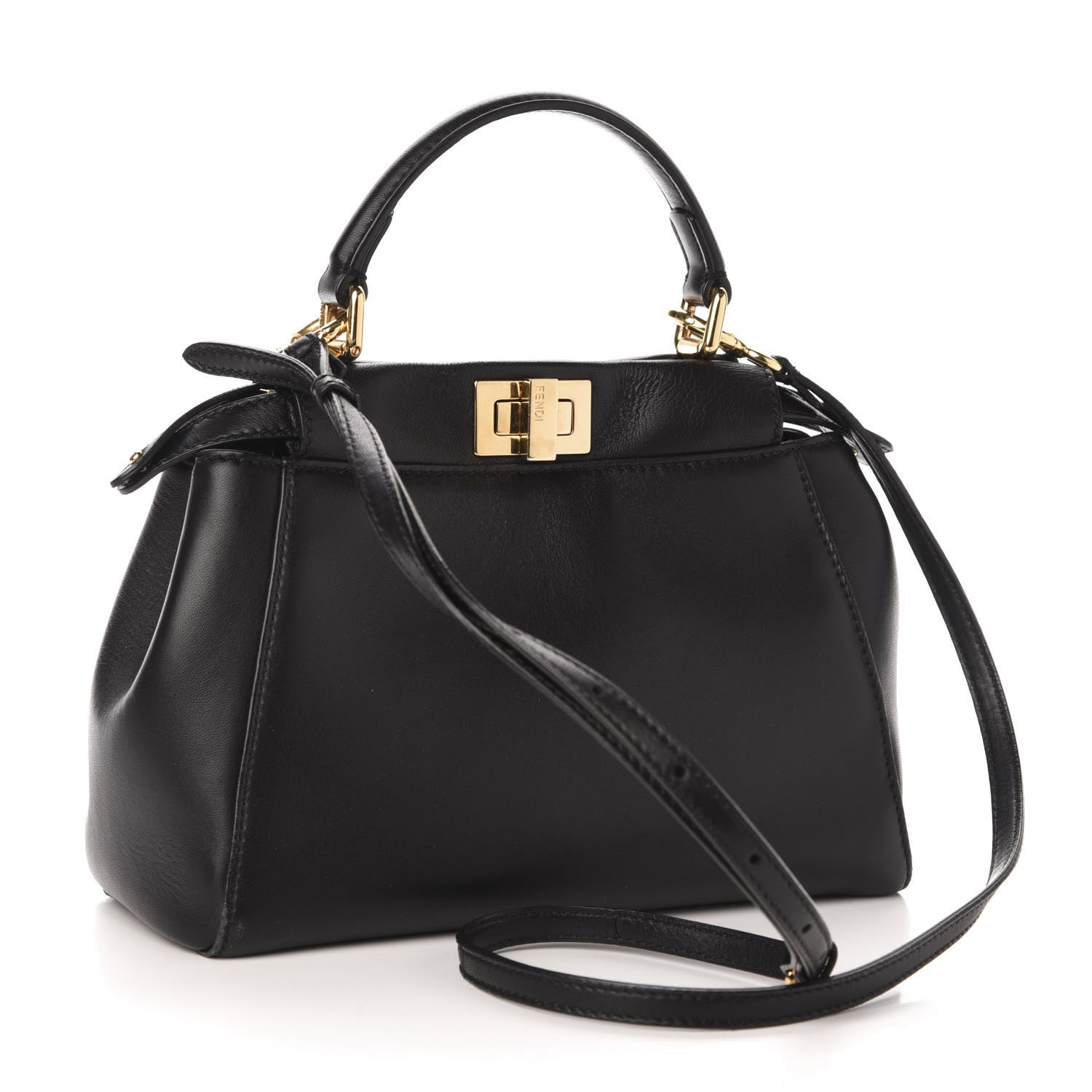 Fendi Nappa Mini Peekaboo Iconic Satchel Black 4 of 12