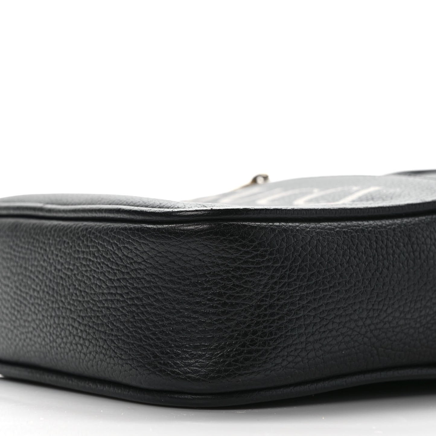 Grained Calfskin Logo Messenger Bag Black