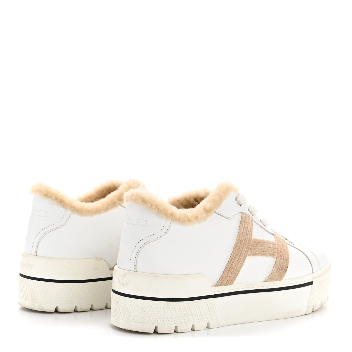 Calfskin Woolskin Dare Sneakers 36 White Ecru
