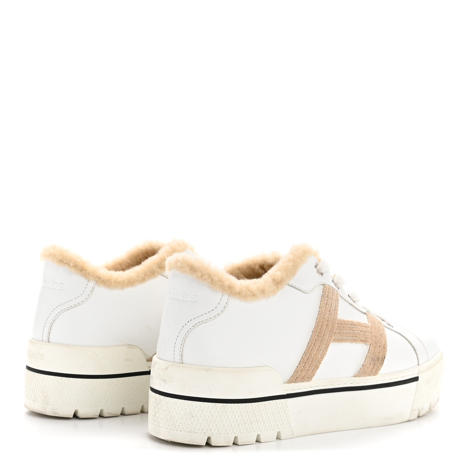 Hermes Calfskin Woolskin Dare Sneakers 36 White Ecru 5 of 9