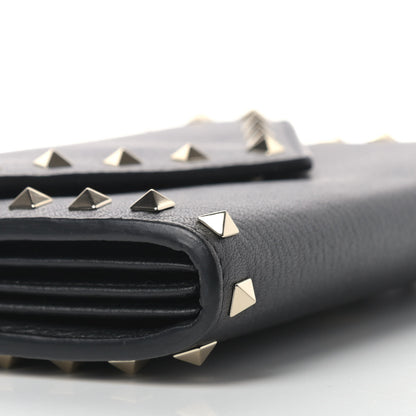 Valentino Garavani Pebbled Calfskin Rockstud Envelope Wallet on Chain Black 8 of 10
