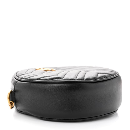 Gucci Azalea Calfskin Matelasse Heart Mini GG Marmont Round Shoulder Bag Black 4 of 11