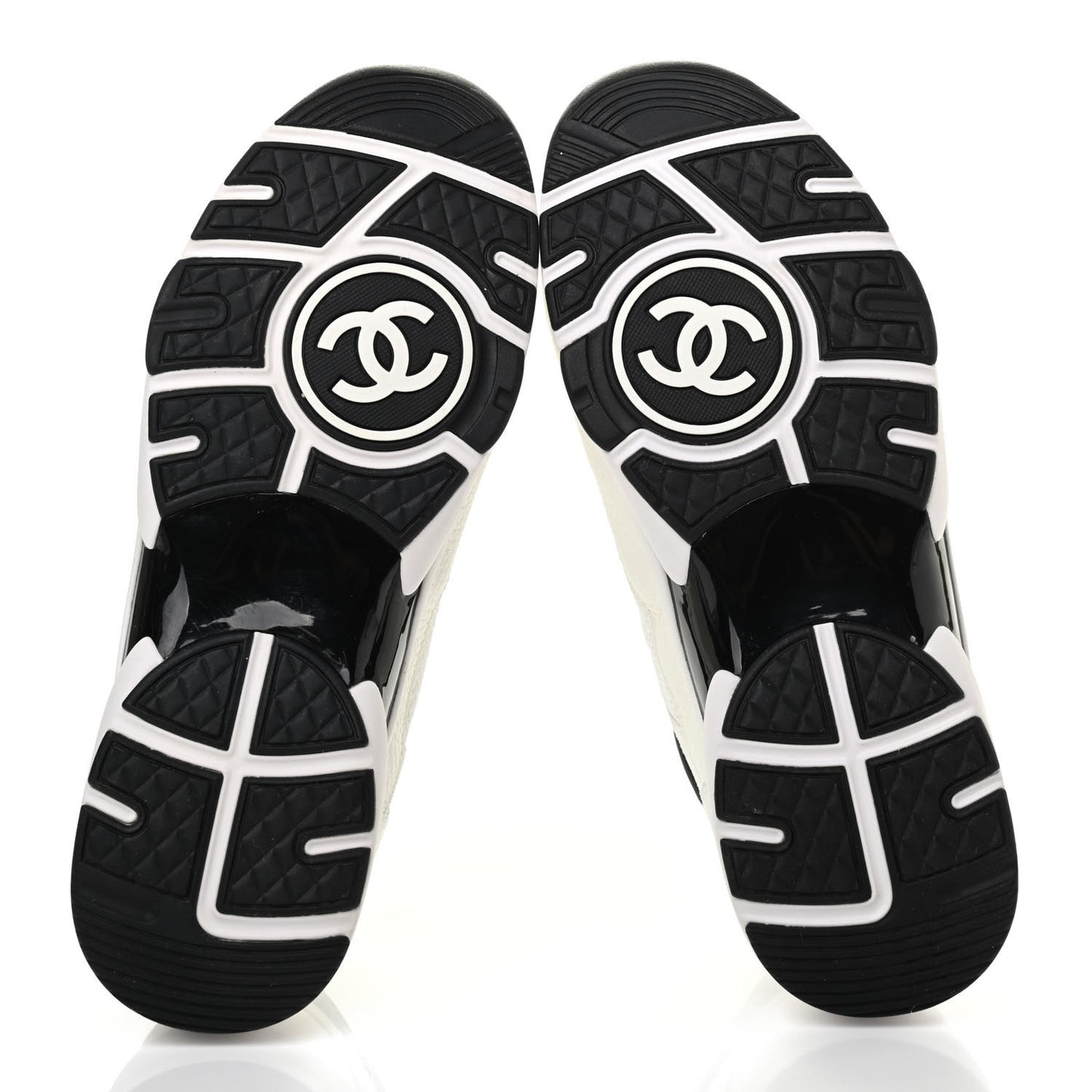 Mesh Suede Calfskin Grained Calfskin Womens CC Sneakers 40.5 White Black