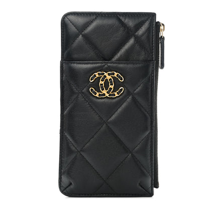 Chanel Lambskin Quilted Chanel 19 Phone and Card Holder Black 1 of 7