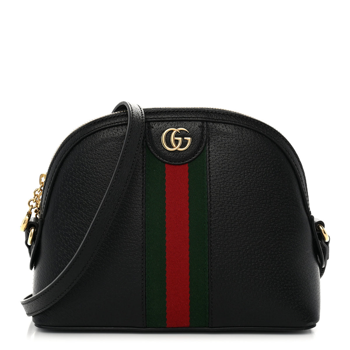 Gucci Calfskin GG Web Small Ophidia Dome Shoulder Bag Black 1 of 12