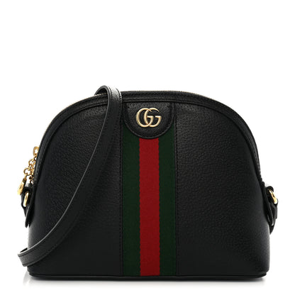 Gucci Calfskin GG Web Small Ophidia Dome Shoulder Bag Black 1 of 12