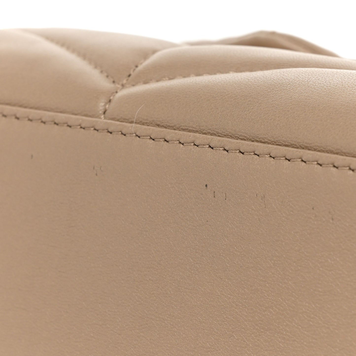 Lambskin Quilted Small Loulou Puffer Monogram Chain Satchel Dark Beige