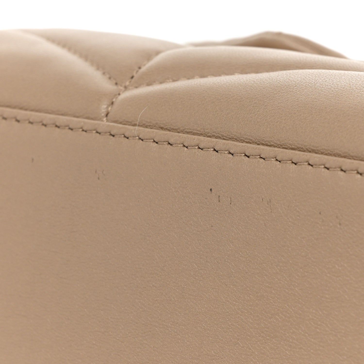 Saint Laurent Lambskin Quilted Small Loulou Puffer Monogram Chain Satchel Dark Beige 11 of 15