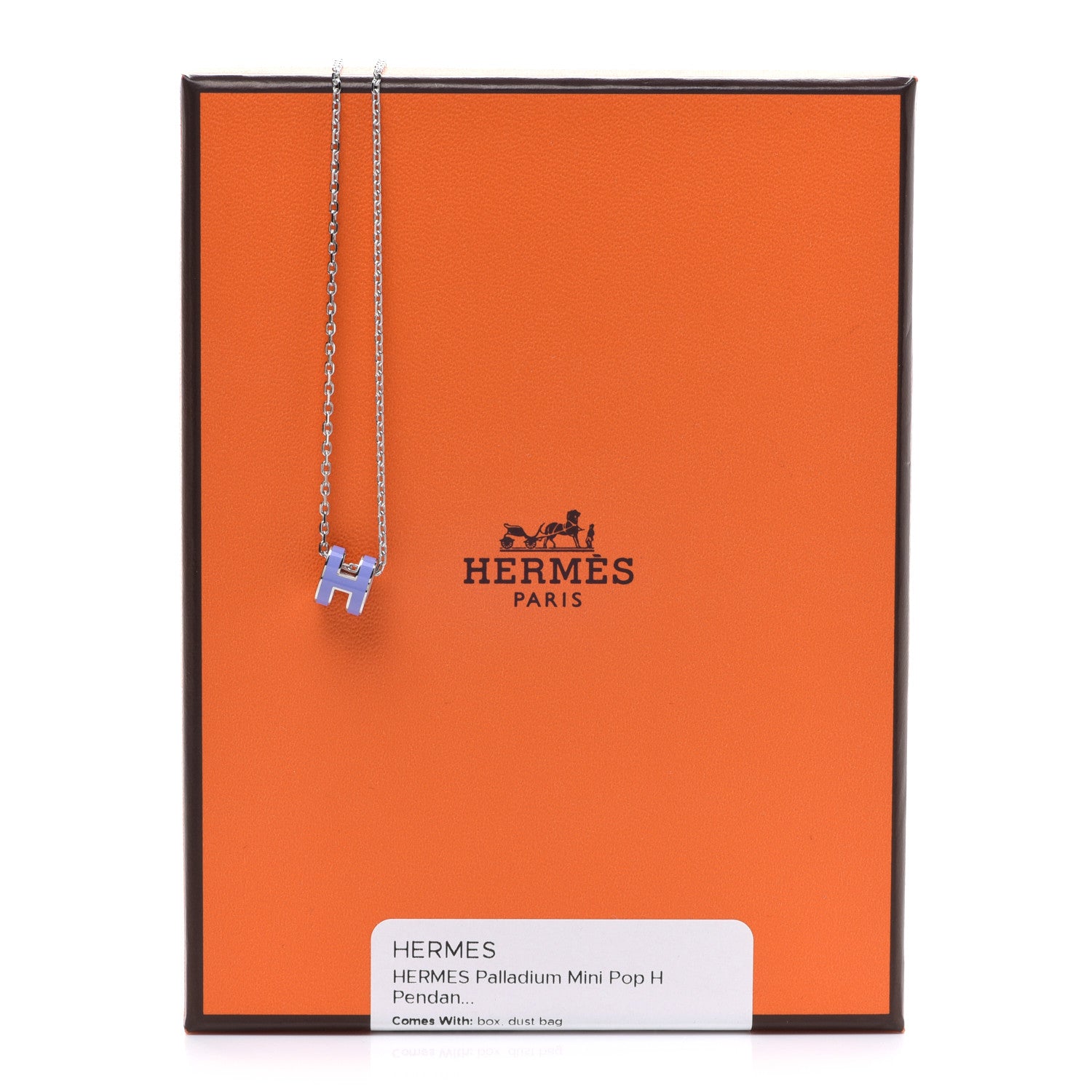 Hermes Lacquered Palladium Mini Pop H Pendant Necklace Parme 8 of 8