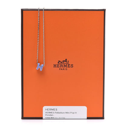 Hermes Lacquered Palladium Mini Pop H Pendant Necklace Parme 8 of 8