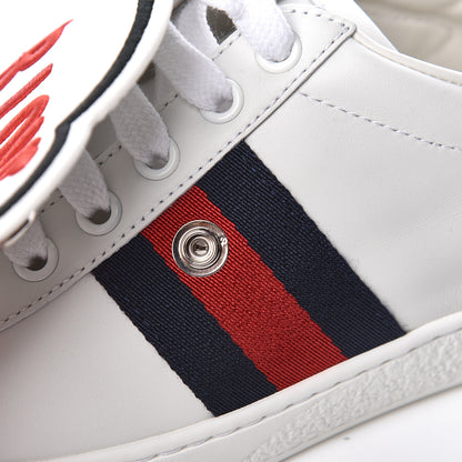 Gucci Calfskin Ayers Blind For Love Embroidered Womens Ace Sneakers 35.5 White 12 of 13