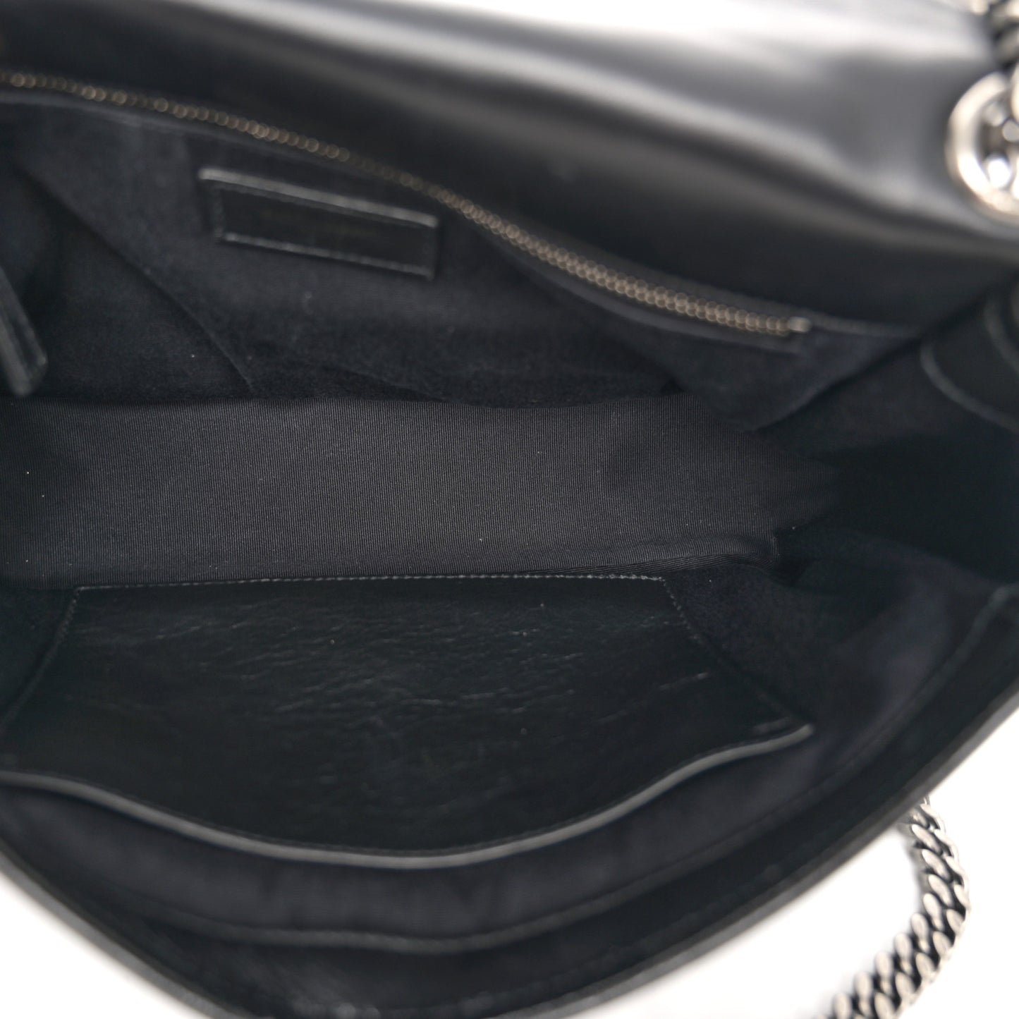 Crinkled Calfskin Monogram Medium Niki Chain Satchel Black