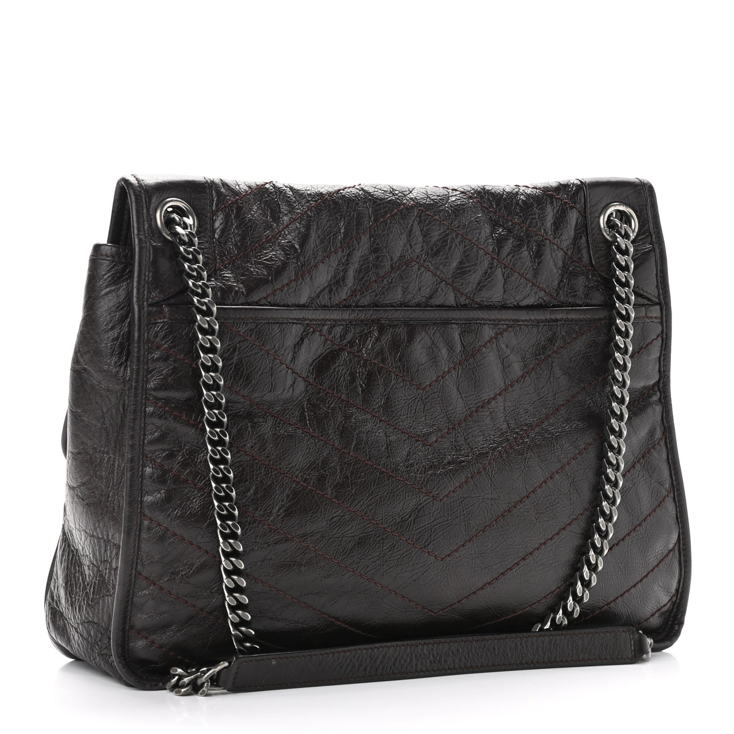 Crinkled Calfskin Matelasse Monogram Large Niki Chain Satchel Tulip