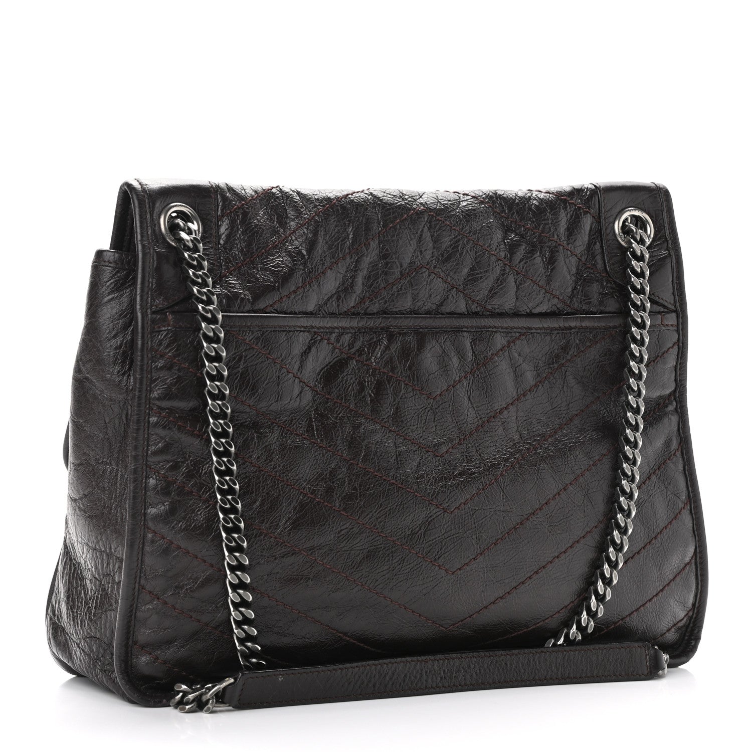 Saint Laurent Crinkled Calfskin Matelasse Monogram Large Niki Chain Satchel Tulip 2 of 12