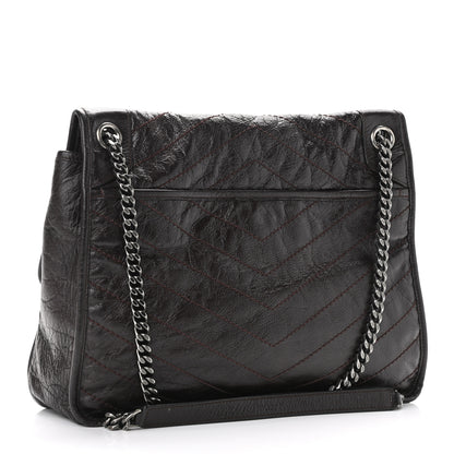 Saint Laurent Crinkled Calfskin Matelasse Monogram Large Niki Chain Satchel Tulip 2 of 12