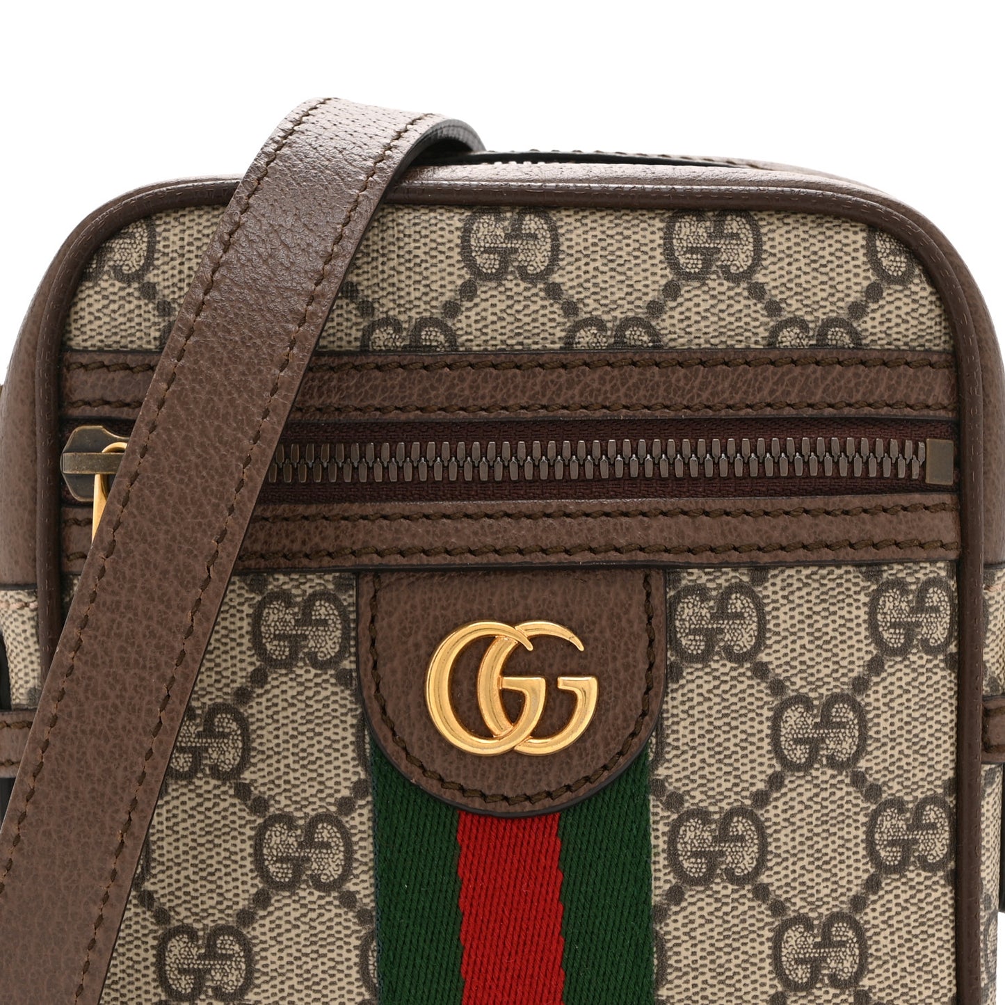 GG Supreme Monogram Web Mini Ophidia Messenger Brown
