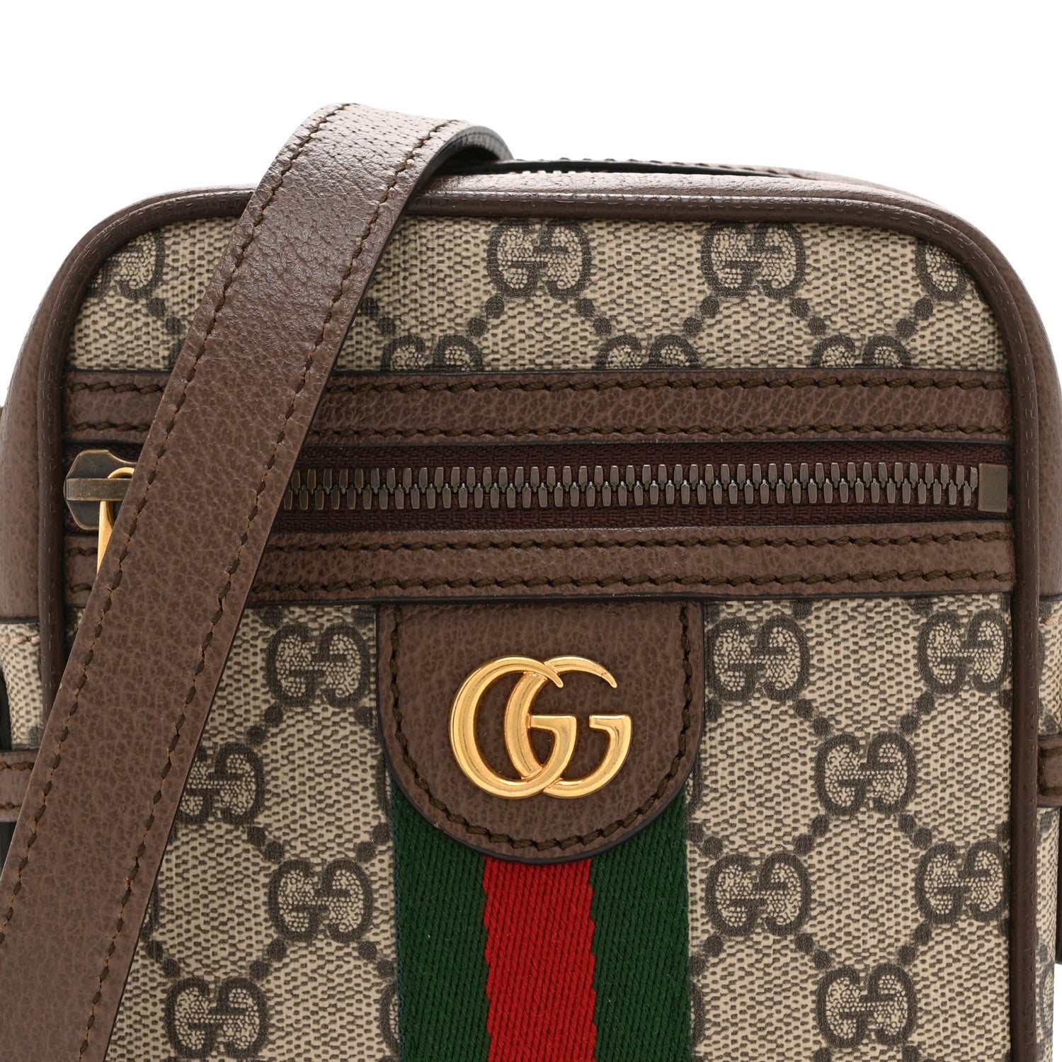 Gucci GG Supreme Monogram Web Mini Ophidia Messenger Brown 9 of 11