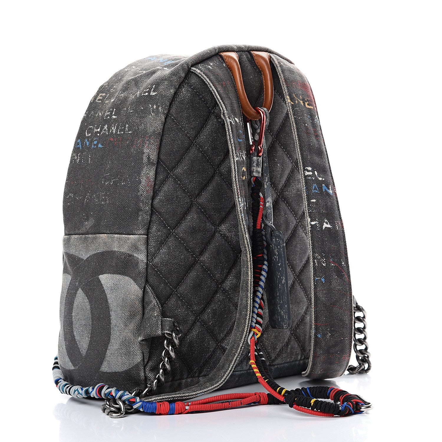 Chanel Graffiti Printed Canvas Medium Backpack Black 2 of 9