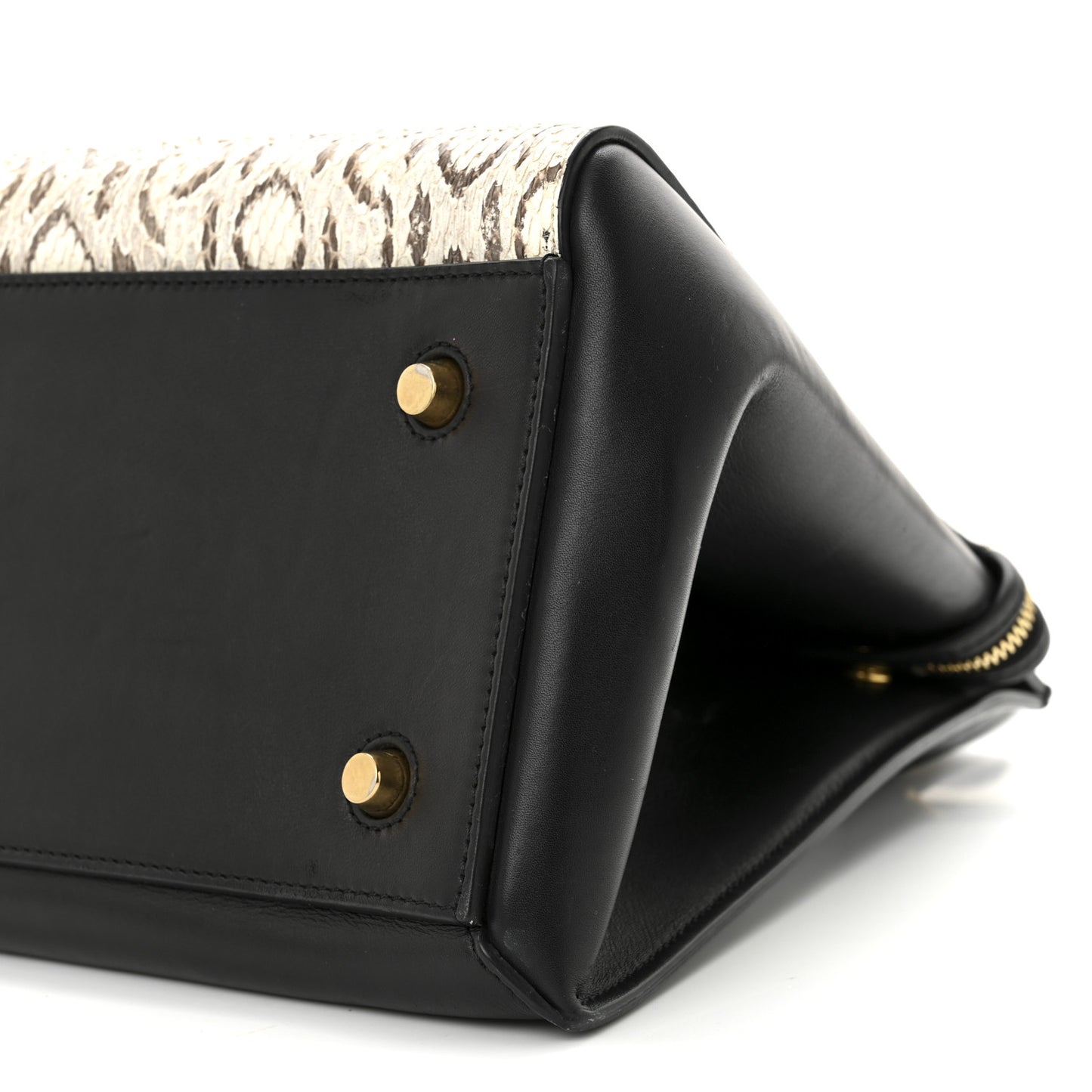 Snakeskin Medium Edge Shoulder Bag Natural Black