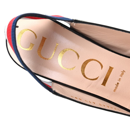 Gucci Malaga Kid Web Sylvie High Heel Slingback Pumps 41.5 Black 6 of 11