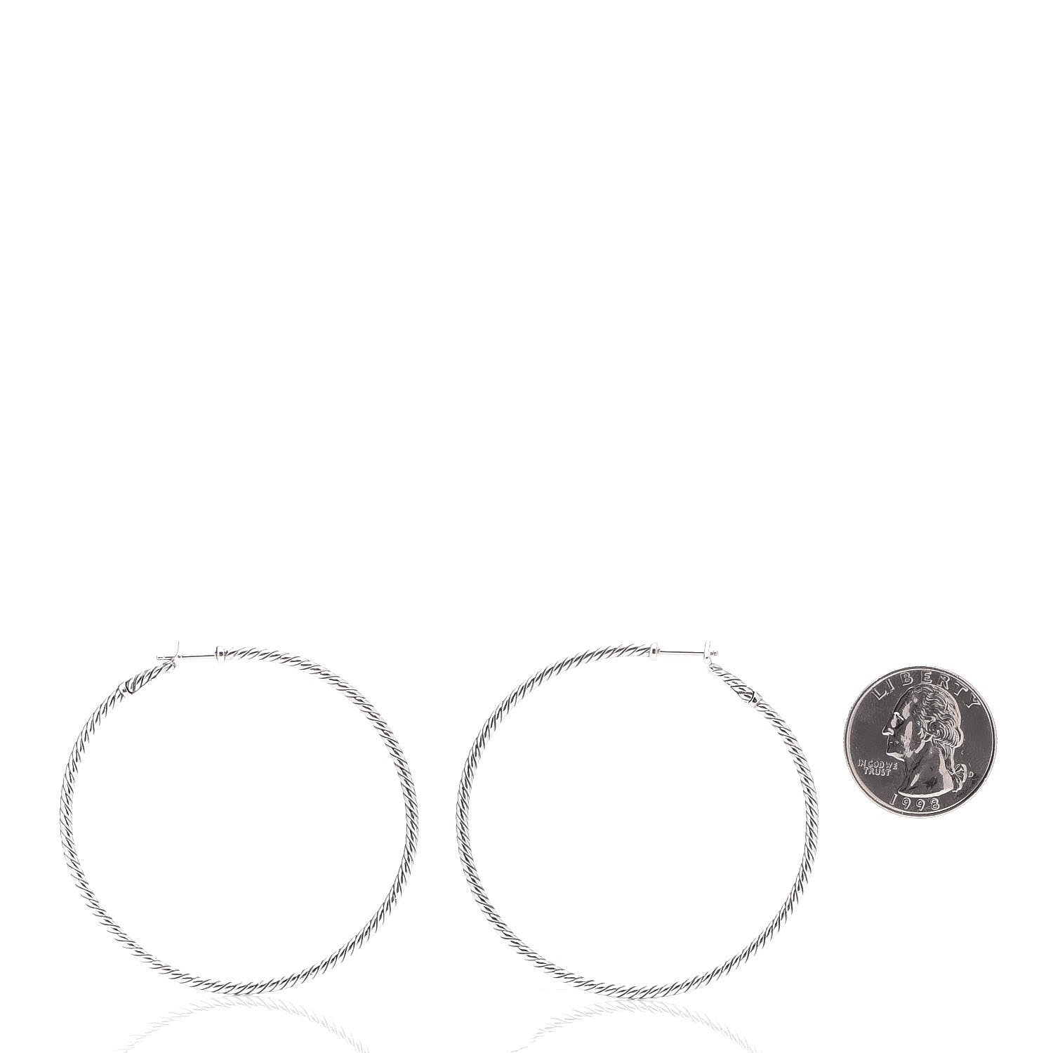 David Yurman Sterling Silver Cable Classics Extra Large Hoop Earrings 2 of 4