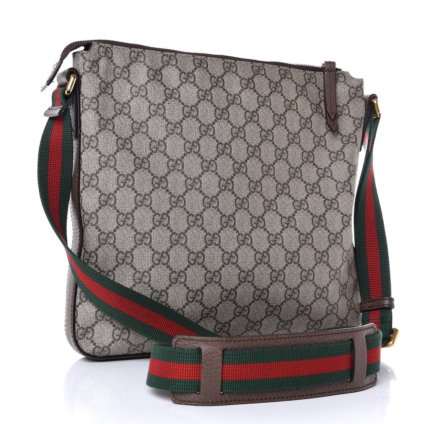 Soft GG Supreme Monogram Courrier Web Medium Flat Messenger Bag Beige New Acero Multicolor