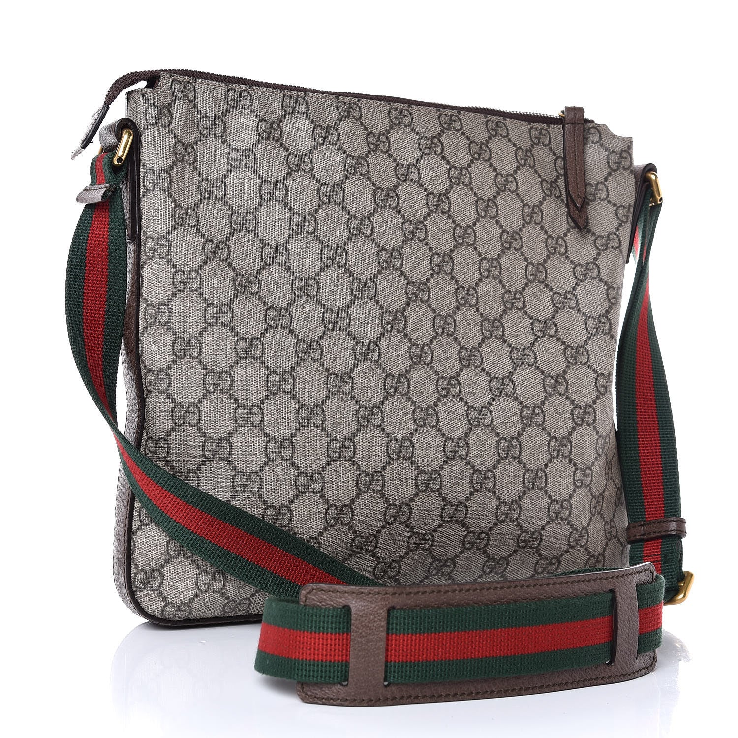 Gucci Soft GG Supreme Monogram Courrier Web Medium Flat Messenger Bag Beige New Acero Multicolor 3 of 10