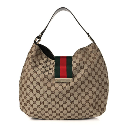 Gucci Monogram Large New Ladies Web Hobo Dark Brown 1 of 8