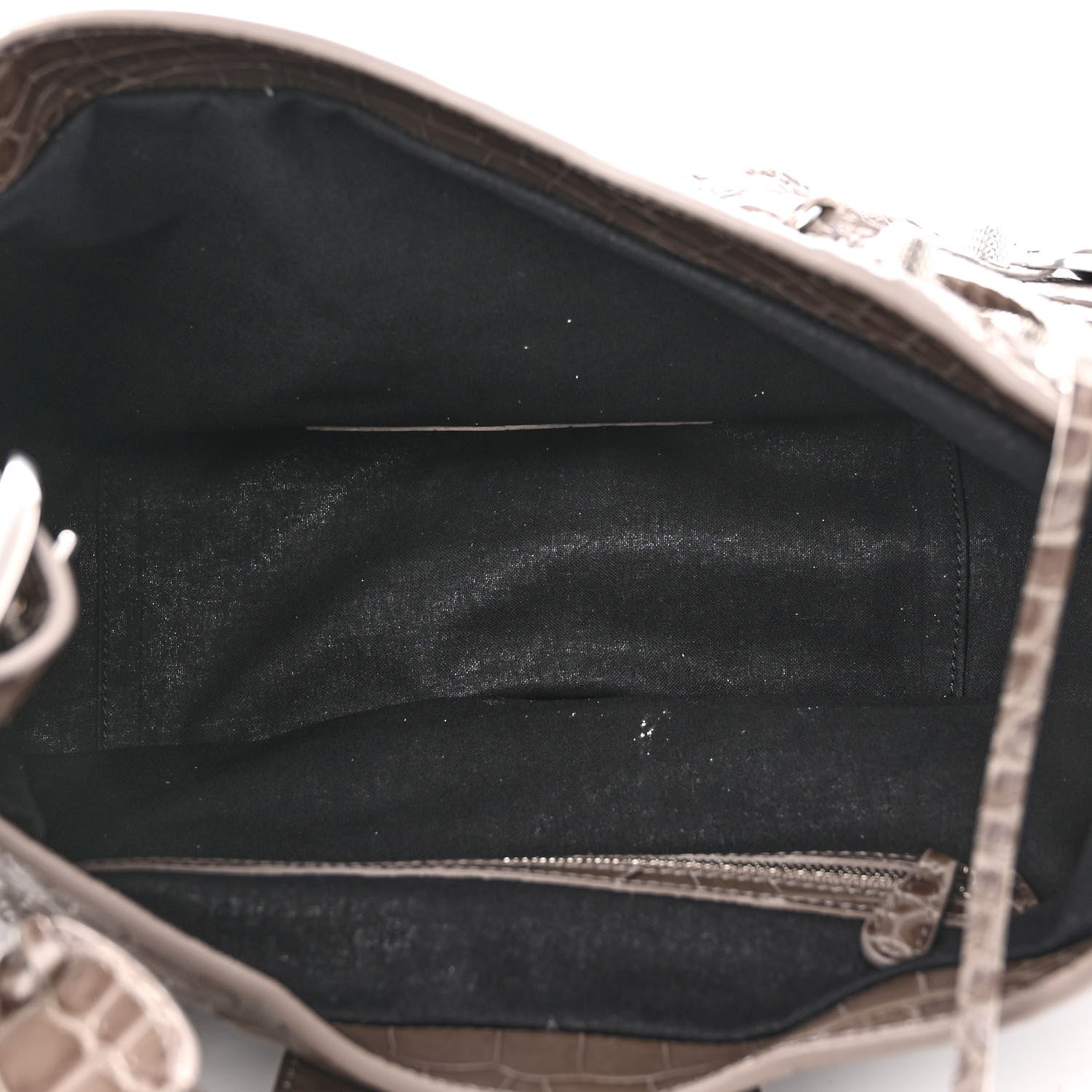 Balenciaga Extra Supple Calfskin Crocodile Embossed Medium Le Cagole Shoulder Bag Medium Grey 4 of 9