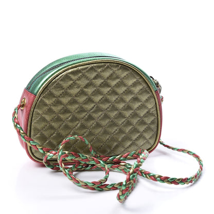 Gucci Laminated Nappa Trapuntata Mini Zumi Dome Shoulder Bag Rosso Jasmine Green Rame 2 of 10