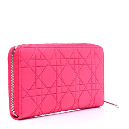 Christian Dior Lambskin Cannage Lady Dior Zip Wallet Fuchsia 2 of 5