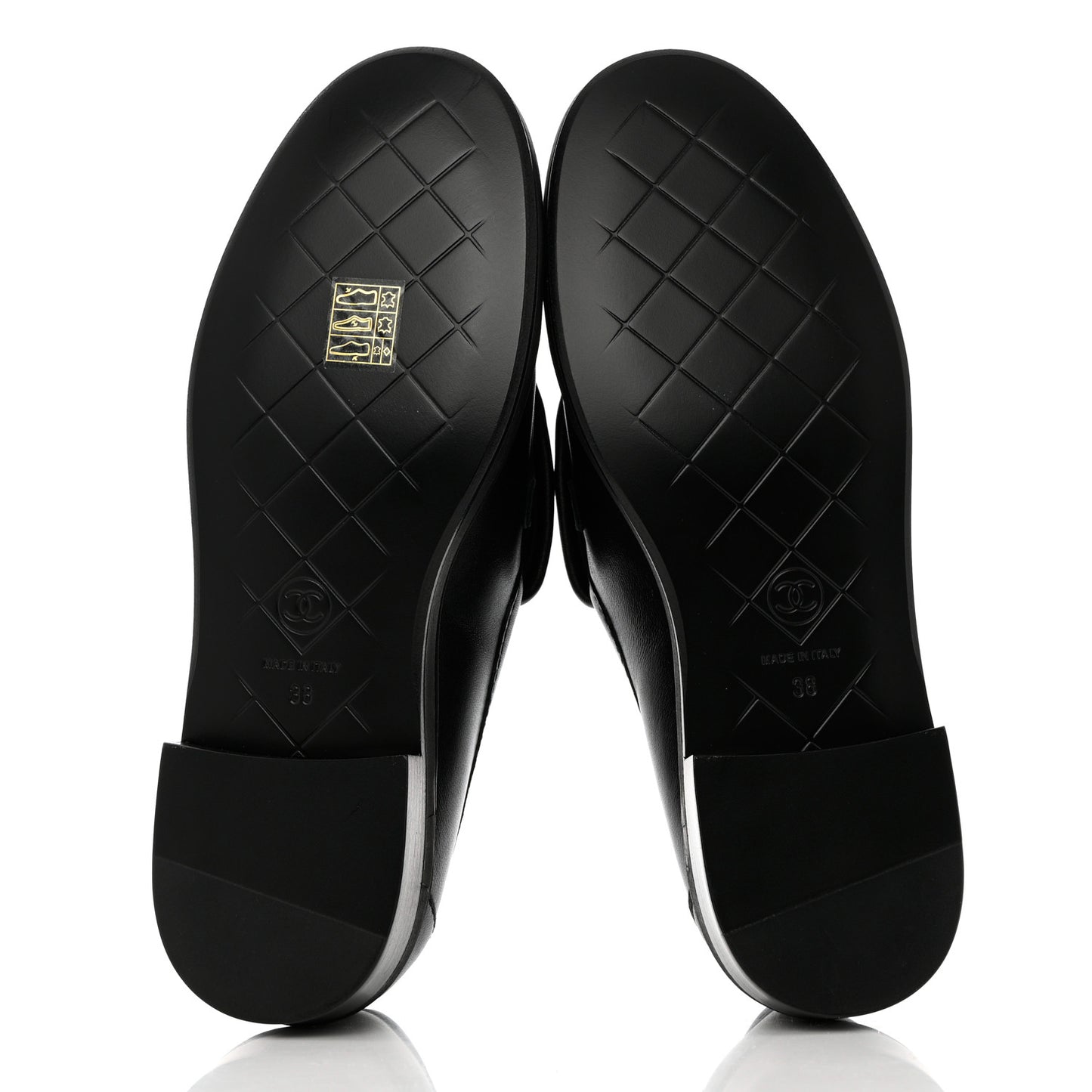 Lambskin Quilted CC Turnlock Loafers 38 Black