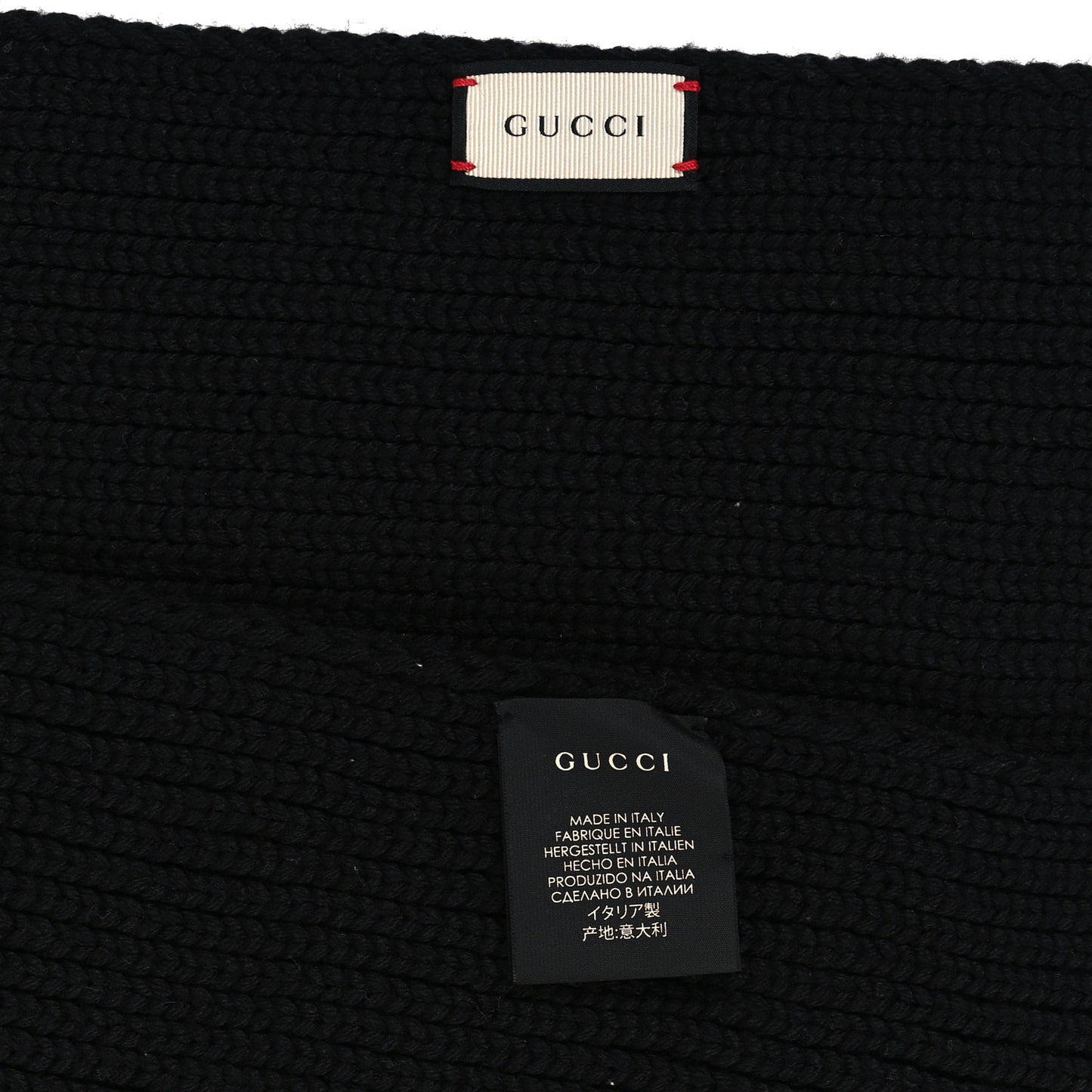 X SEGA Wool Crystal GUCCY Embellished Scarf Black