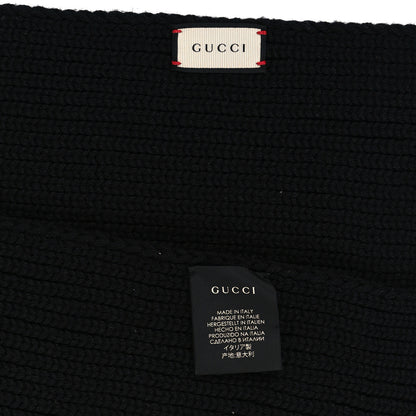 Gucci X SEGA Wool Crystal GUCCY Embellished Scarf Black 3 of 3