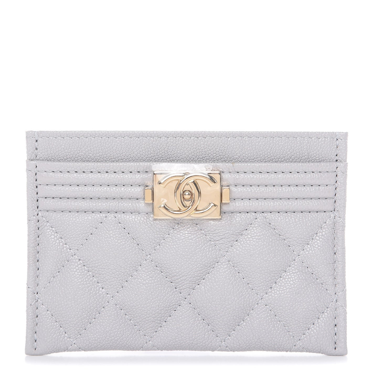 Caviar Quilted Boy Card Holder Grey
