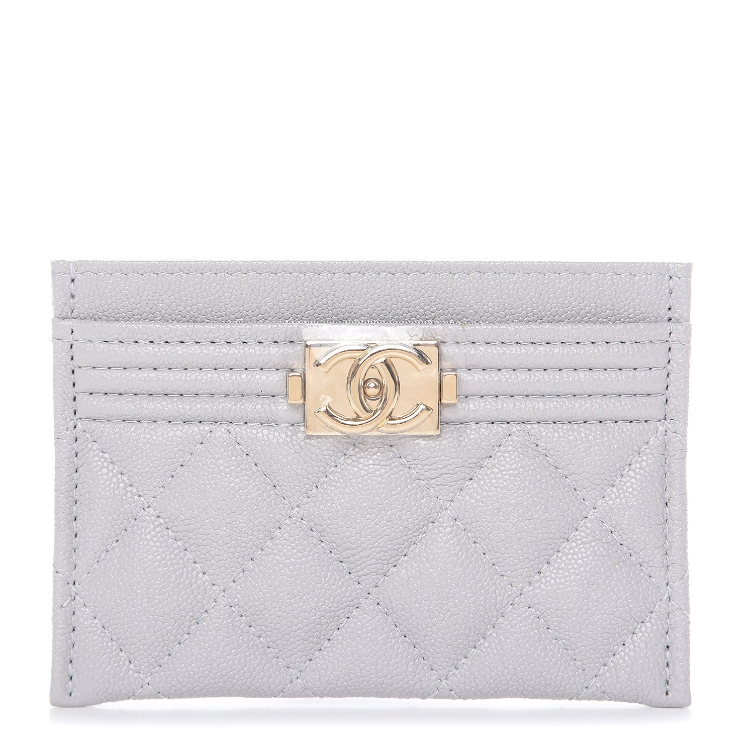 Chanel Caviar Quilted Boy Card Holder Grey 1 of 9