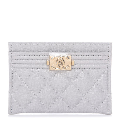 Chanel Caviar Quilted Boy Card Holder Grey 1 of 9