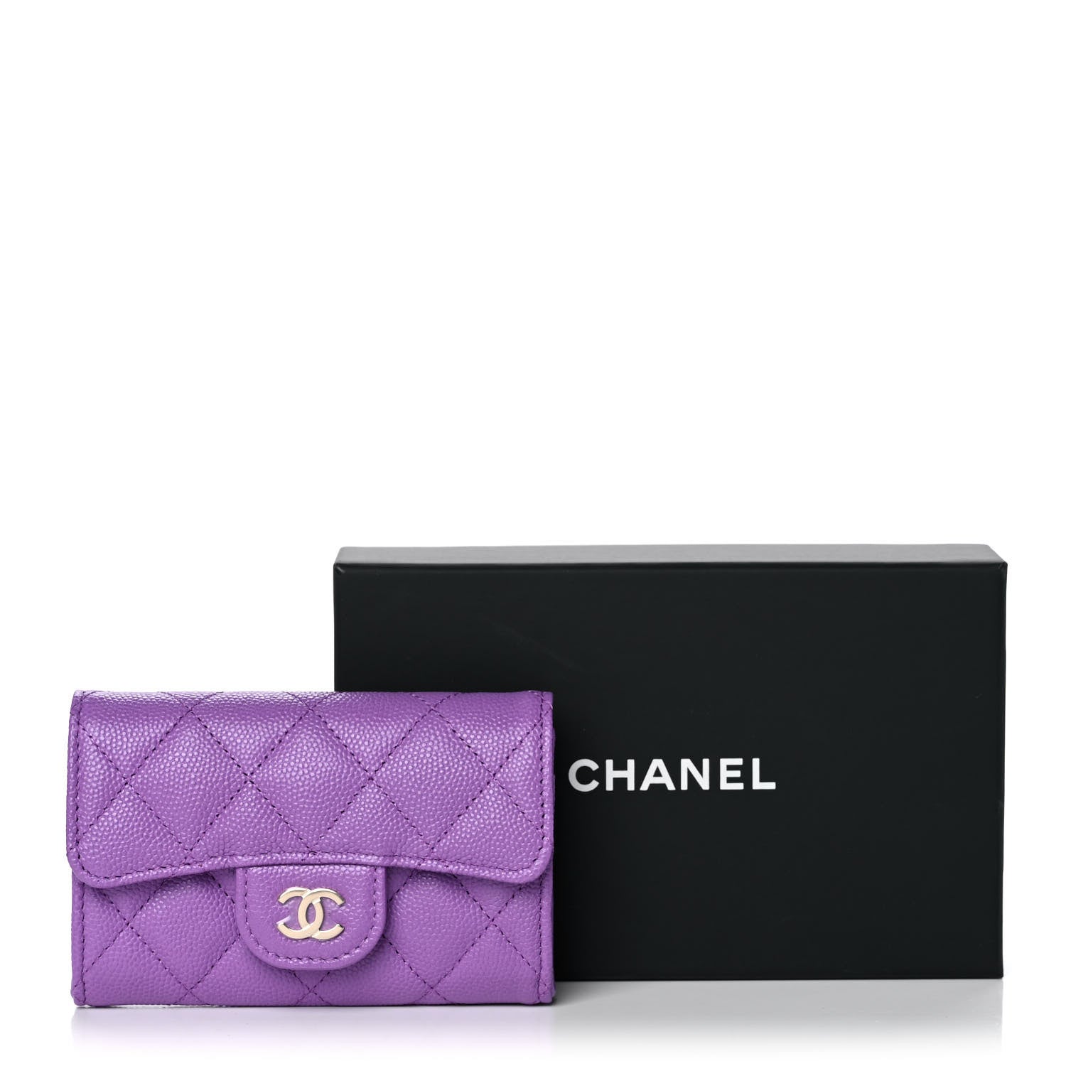 Chanel Caviar Quilted Flap Card Holder Wallet Purple 12 of 12