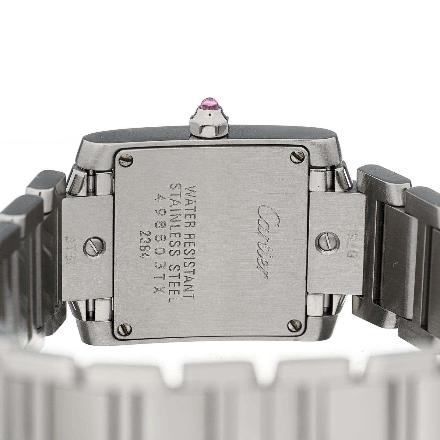 Stainless Steel Pink Mother of Pearl 20mm Tank Francaise Quartz Watch