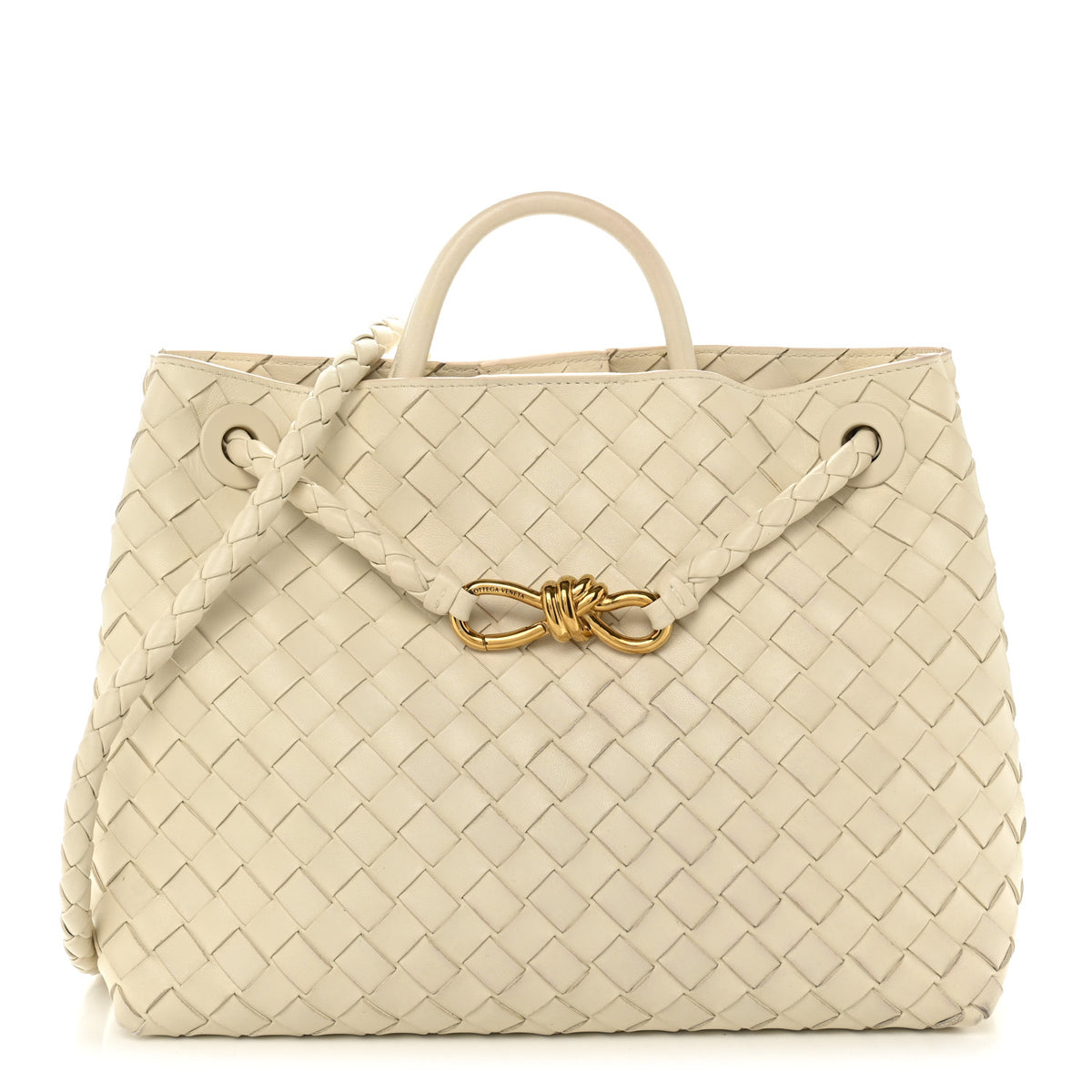 Nappa Intrecciato Medium Andiamo Shoulder Bag Sea Salt