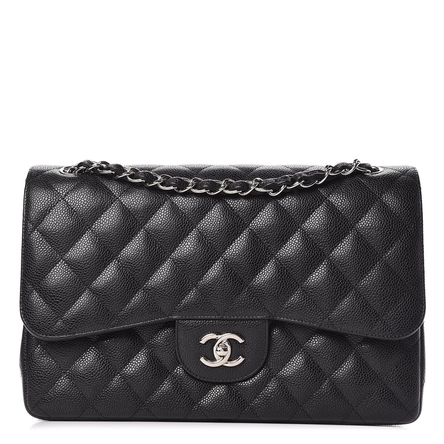 Caviar Quilted Jumbo Double Flap Black