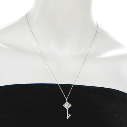 Tiffany Platinum Diamond Checkerboard Key Pendant Necklace 2 of 6