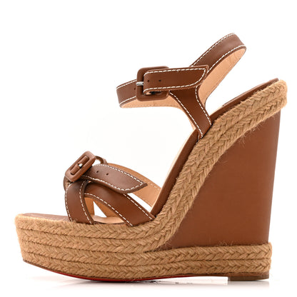 Christian Louboutin Calfskin Rope Zero Problem 140 Espadrille Wedges 35 Brown 1 of 10