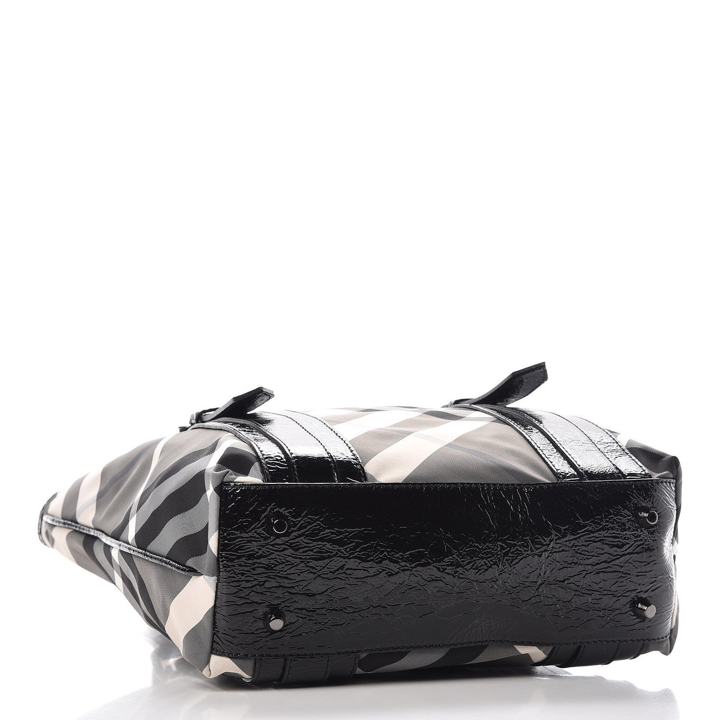 Patent Trim Smoked Check Tote Black