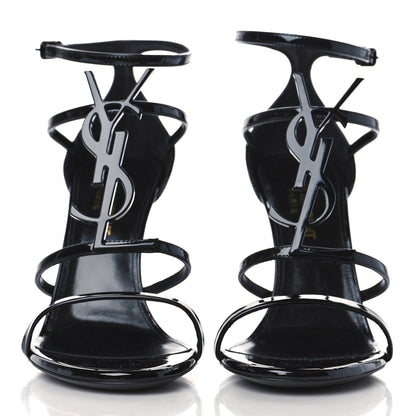 Saint Laurent Patent Calfskin Cassandra 100 Sandals 36 Black 2 of 10