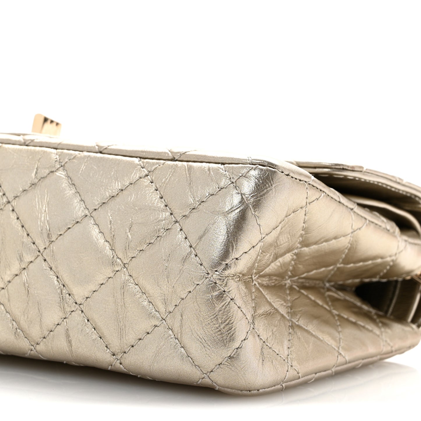 Metallic Aged Calfskin Quilted 2.55 Reissue 225 Flap Pale Gold