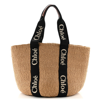 Chloe X MIFUKO Raffia Large Woody Basket Bag Black 1 of 10